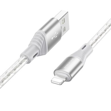 Кабель BOROFONE BX96 Ice crystal silicone charging data cable iP Gray (BX96LG)