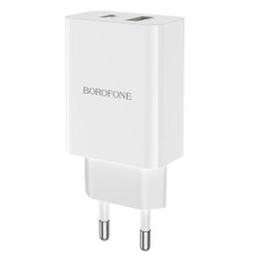 Сетевое зарядное устройство BOROFONE BA56A Lavida dual port PD20W+QC3.0 charger White (BA56AW)