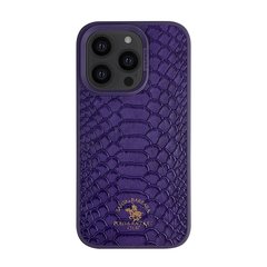 Кожаный чехол для iPhone 14 Pro Santa Barbara Polo Knight Crocodile Leather Фиолетовый