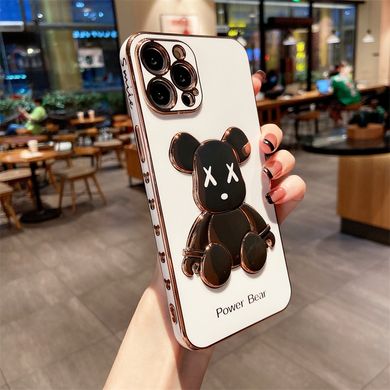 Роскошный чехол для iPhone 14 Plus 3D Bearbrick Kaws Power Bear Белый
