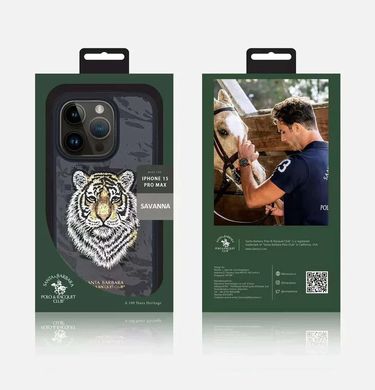 Чохол для iPhone 15 Pro Max Savanna Tiger Santa Barbara Polo Шкіряний з вишивкою