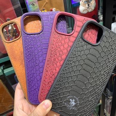 Шкіряний чохол для iPhone 14 Plus Santa Barbara Polo Knight Crocodile Leather Фіолетовий
