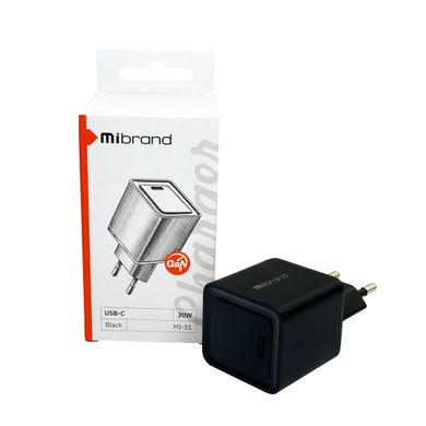 Мережевий зарядний пристрій Mibrand MI-31 GaN 30W Travel Charger USB-C Black (MIWC/31CB)