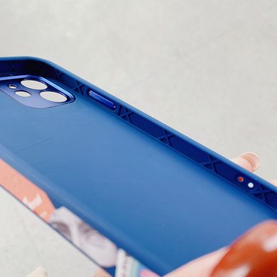 Синий чехол Lady Fashion с боковой печатью для iPhone 12 с защитой камеры