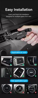 Автодержатель для телефону Vention Auto-Clamping Car Phone Mount With Duckbill Clip Gray Crossbar Type (KCEH0) (KCEH0)