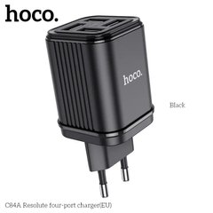 Адаптер мережевий HOCO Resolute four-port charger C84A | 4USB, 3.4A | black