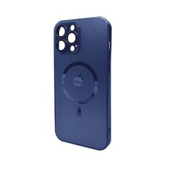 Чехол AG Glass Matt Frame Color MagSafe Logo для Apple iPhone 13 Pro Max Navy Blue