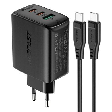 Сетевое зарядное устройство ACEFAST A13 PD65W(USB-C+USB-C+USB-A) 3-port charger set Black (AFA13B)
