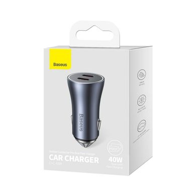 АЗП Baseus Golden Contactor Pro Dual Fast Charger Car Charger C+C 40W Dark Gray (CGJP000013)