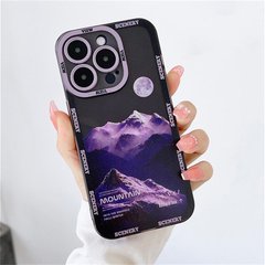 Чохол для iPhone 13 Scenery Mountains із захистом камери Прозоро-фіолетовий