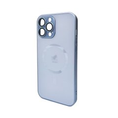 Чехол AG Glass Matt Frame Color MagSafe Logo для Apple iPhone 13 Pro Max Sierra Blue
