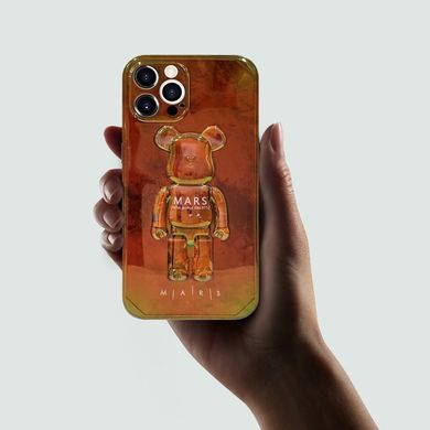 Чехол для iPhone 13 Pro Max медвежонок Bearbrick Mars Красно-оранжевый