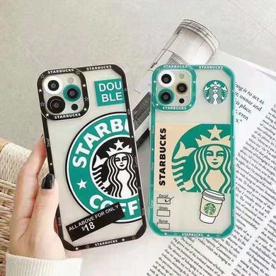 Чехол для iPhone 13 Pro Max Starbucks с защитой камеры Прозрачно-зеленый