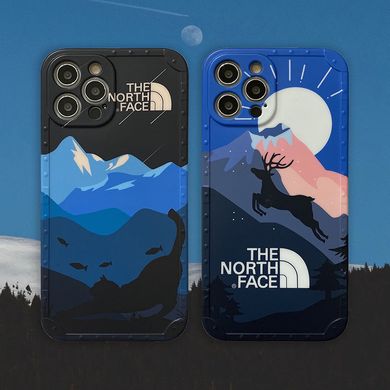 Синій чохол The North Face "Гірський олень" для iPhone X/XS