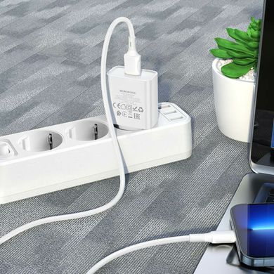 Мережевий зарядний пристрій BOROFONE BA74A Aspirer single port charger set(iP) White (BA74ALW)