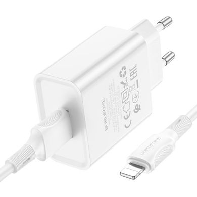 Мережевий зарядний пристрій BOROFONE BA74A Aspirer single port charger set(iP) White (BA74ALW)