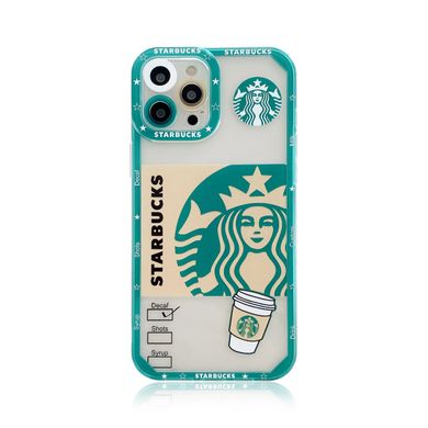 Чехол для iPhone 13 Pro Max Starbucks с защитой камеры Прозрачно-зеленый