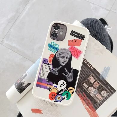 Чехол для iPhone 15 Pro Max Collage Labels Mona Lisa Белый + защита камеры