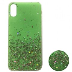 Силикон блёстки+popsoket for iPhone XR green, Зелений