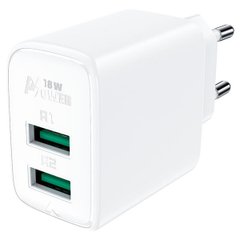 Мережевий зарядний пристрій ACEFAST A33 QC18W (USB-A+USB-A) dual port charger White (AFA33W)