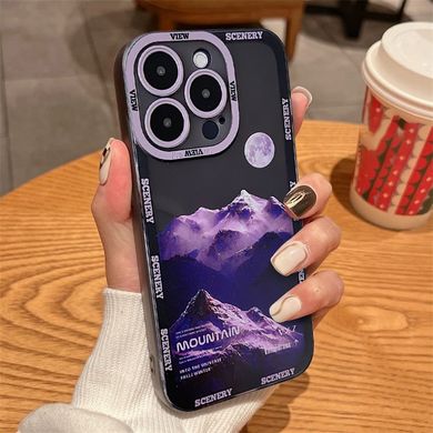 Чехол для iPhone 11 Pro Max Scenery Mountains с защитой камеры Прозрачно-фиолетовый