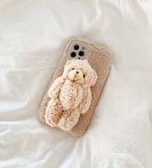 3D Чохол для iPhone 11 з плюшевим ведмедиком Коричневий