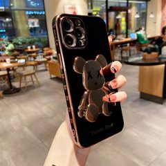 Роскошный чехол для iPhone 12 3D Bearbrick Kaws Power Bear Черный
