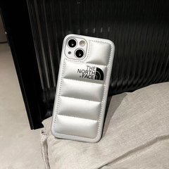 Пуферний чохол-пуховик для iPhone XS Max The North Face Сріблястий