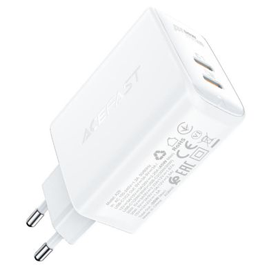 Мережевий зарядний пристрій ACEFAST A29 PD50W GaN (USB-C+USB-C) dual port charger White (AFA29W)