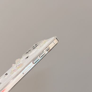 Кремовый чехол для iPhone 11 3D Teddy Bear с блестками