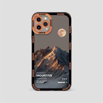Чохол для iPhone 15 Plus Snowy Mountains із захистом камери Прозоро-коричневий