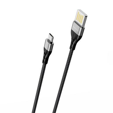 Кабель BOROFONE BU11 USB to Micro 2.4A, 1.2m, nylon, aluminum connectors, Black (BU11MB)