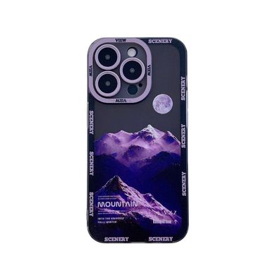 Чехол для iPhone 11 Scenery Mountains с защитой камеры Прозрачно-фиолетовый