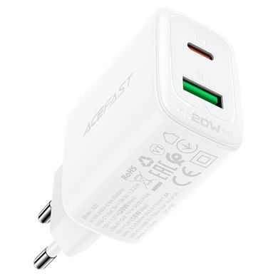 Сетевое зарядное устройство ACEFAST A25 PD20W (USB-C+USB-A) dual port charger White (AFA25W)
