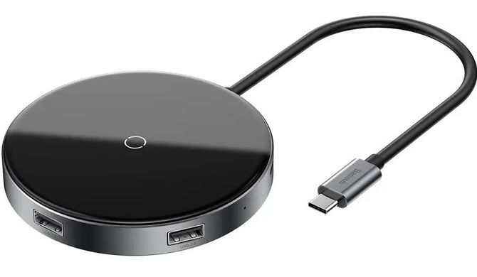 HUB Baseus Circular Mirror Wireless (TYPE-C to USB 3.0 * 1 + USB2.0 * 3 / TYPE-C PD чорний