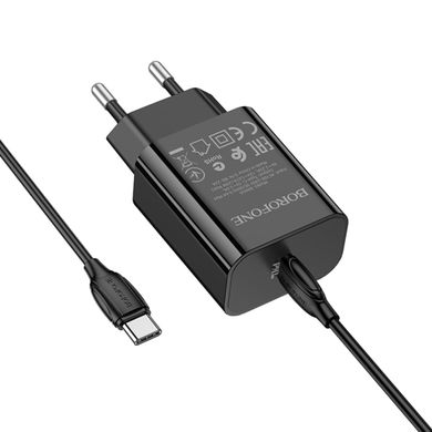 Сетевое зарядное устройство BOROFONE BA65A Single port PD20W charger set(Type-C to Type-C) Black (BA65ACCB)