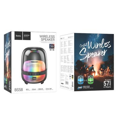 Портативна колонка HOCO BS58 Crystal colorful luminous BT speaker Magic Black Night (6942007600552)