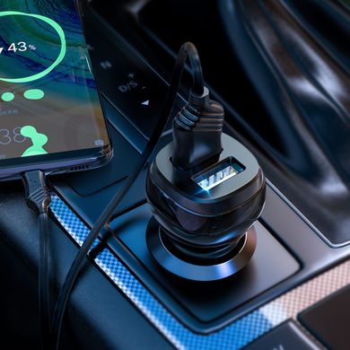 Автомобільний зарядний пристрій HOCO Z40 Superior dual port car charger set(Micro) Black (6931474739698)