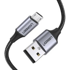 Кабель UGREEN US290 USB 2.0 A to Micro USB Cable Nickel Plating Aluminum Braid 2m (Black) (UGR-60148) (UGR-60148)