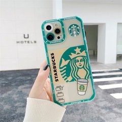 Чехол для iPhone 12 Starbucks с защитой камеры Прозрачно-зеленый