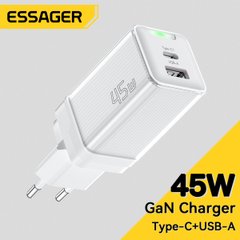 Мережевий зарядний пристрій Essager Zhiqi 45W GaN Travel Charger A+C EU white (ECTCA-ZQB02-Z) (ECTCA-ZQB02-Z)