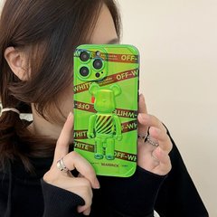Чехол для iPhone 12 3D Bearbrick off White Зеленый