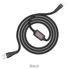 Кабель Hoco Lightning с таймером S4 |1.2m, 2.4A| Black
