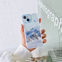 Чехол для iPhone X/XS Snowy Mountains с защитой камеры Прозрачно-белый