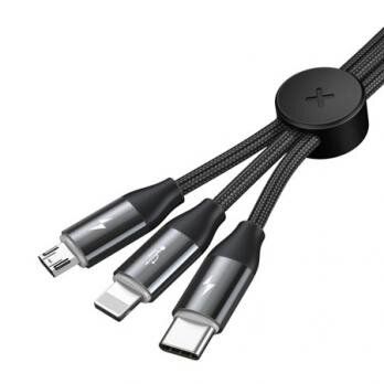 USB кабель Baseus 3-in-1 Car Co-sharing (Lightning/MicroType-C) 3,5A/1m Black