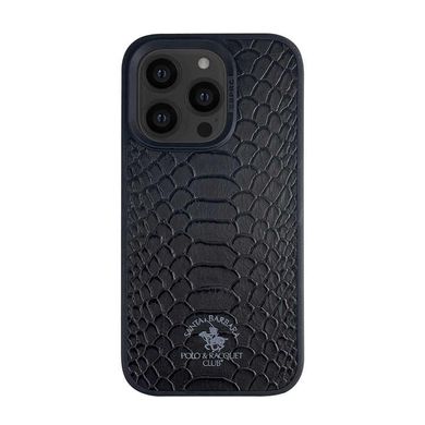 Кожаный чехол для iPhone 15 Pro Santa Barbara Polo Knight Crocodile Leather Black