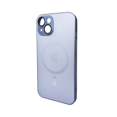 Чохол AG Glass Matt Frame Color MagSafe Logo для Apple iPhone 14 Sierra Blue