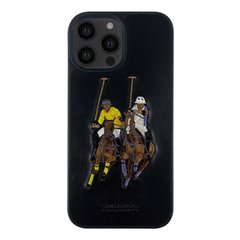 Черный кожаный чехол Santa Barbara Polo Jockey для iPhone 13 Pro Max