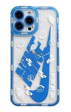 Чехол для iPhone 14 Pro Max Nike с защитой камеры Прозрачно-синий