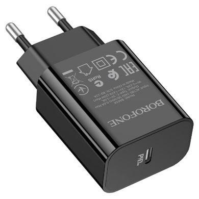Мережевий зарядний пристрій BOROFONE BA65A Single port PD20W charger Black (BA65AB)